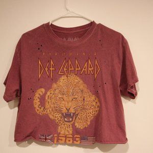 Def Leppard Maroon Crop Top